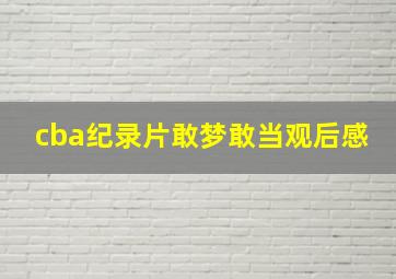 cba纪录片敢梦敢当观后感