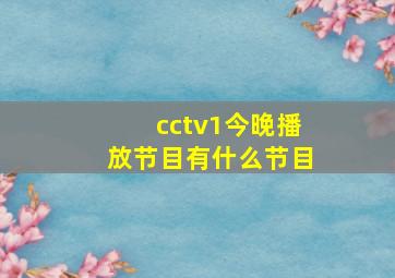 cctv1今晚播放节目有什么节目