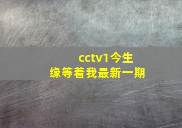 cctv1今生缘等着我最新一期