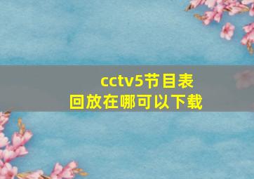 cctv5节目表回放在哪可以下载