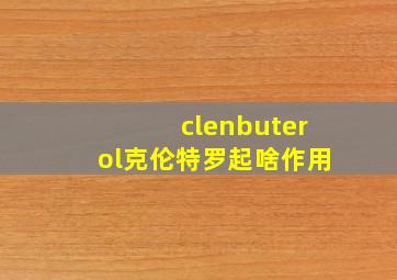 clenbuterol克伦特罗起啥作用