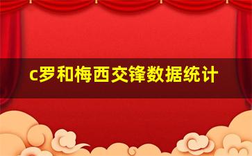 c罗和梅西交锋数据统计