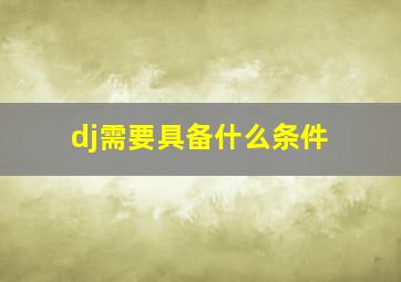 dj需要具备什么条件