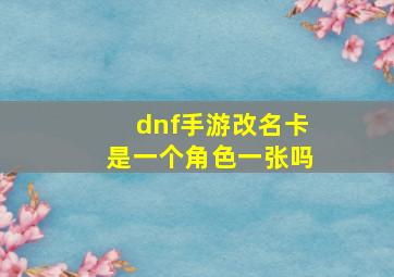 dnf手游改名卡是一个角色一张吗