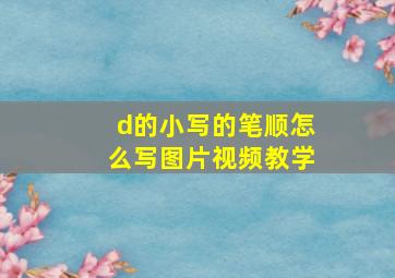 d的小写的笔顺怎么写图片视频教学