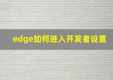 edge如何进入开发者设置