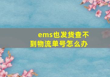 ems也发货查不到物流单号怎么办