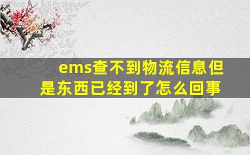 ems查不到物流信息但是东西已经到了怎么回事