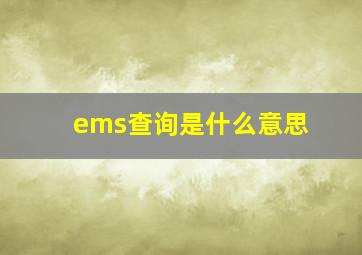 ems查询是什么意思