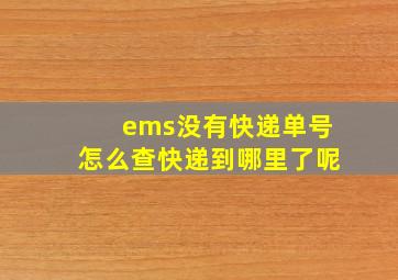 ems没有快递单号怎么查快递到哪里了呢