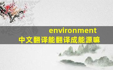 environment中文翻译能翻译成能源嘛