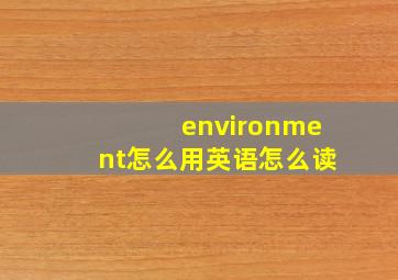 environment怎么用英语怎么读