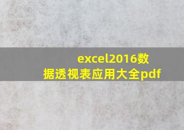 excel2016数据透视表应用大全pdf