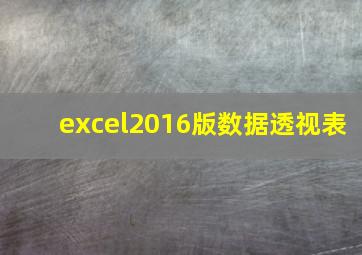 excel2016版数据透视表