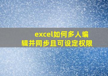 excel如何多人编辑并同步且可设定权限