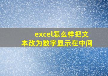 excel怎么样把文本改为数字显示在中间