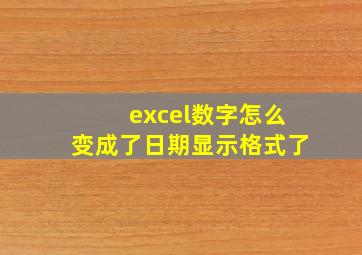 excel数字怎么变成了日期显示格式了