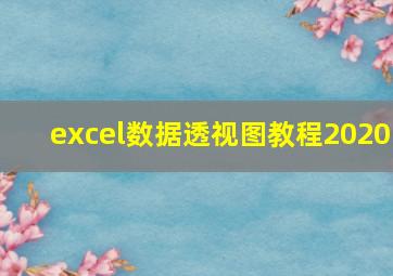 excel数据透视图教程2020