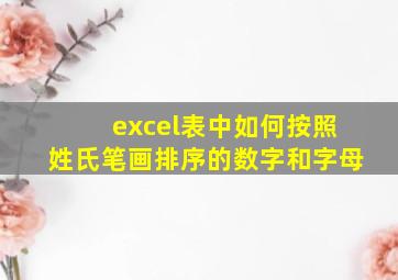 excel表中如何按照姓氏笔画排序的数字和字母