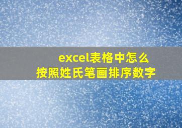 excel表格中怎么按照姓氏笔画排序数字