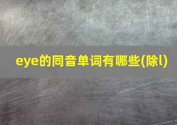 eye的同音单词有哪些(除l)