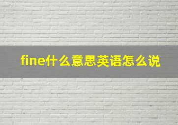 fine什么意思英语怎么说