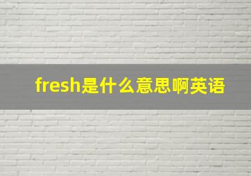 fresh是什么意思啊英语