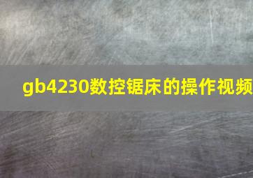 gb4230数控锯床的操作视频