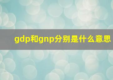 gdp和gnp分别是什么意思