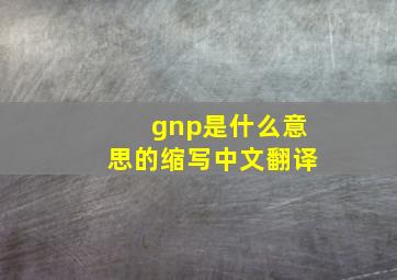 gnp是什么意思的缩写中文翻译