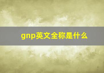 gnp英文全称是什么