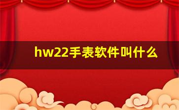 hw22手表软件叫什么