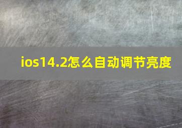 ios14.2怎么自动调节亮度