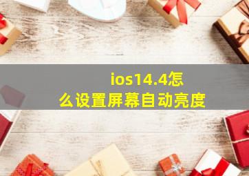 ios14.4怎么设置屏幕自动亮度