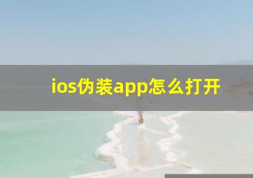 ios伪装app怎么打开