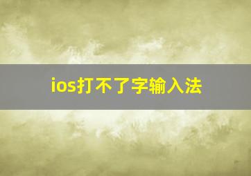 ios打不了字输入法