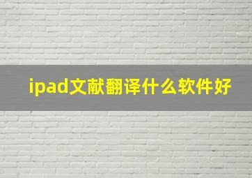 ipad文献翻译什么软件好