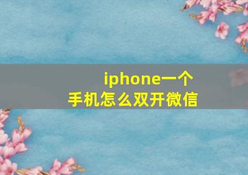 iphone一个手机怎么双开微信