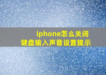 iphone怎么关闭键盘输入声音设置提示