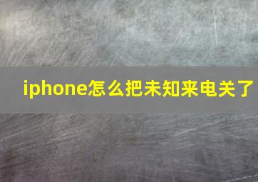 iphone怎么把未知来电关了