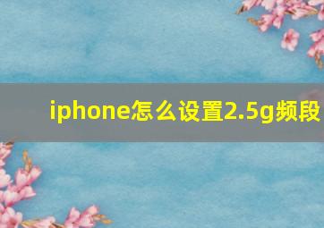 iphone怎么设置2.5g频段