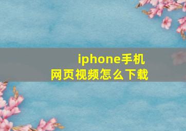 iphone手机网页视频怎么下载