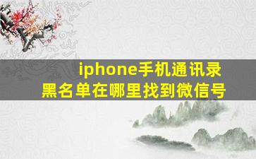 iphone手机通讯录黑名单在哪里找到微信号