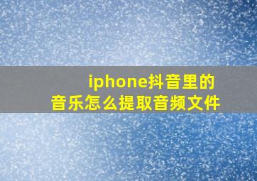 iphone抖音里的音乐怎么提取音频文件