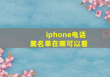 iphone电话黑名单在哪可以看