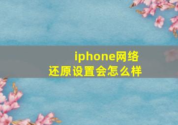 iphone网络还原设置会怎么样