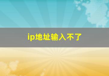 ip地址输入不了