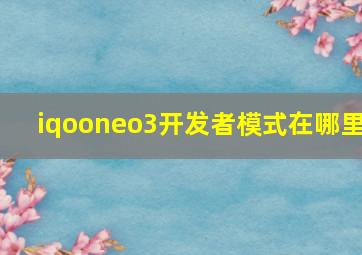 iqooneo3开发者模式在哪里