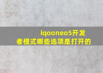 iqooneo5开发者模式哪些选项是打开的