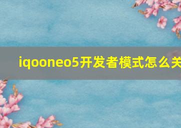 iqooneo5开发者模式怎么关